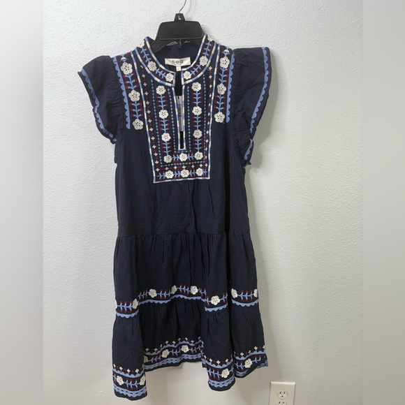 Sea New York Dresses & Skirts - Sea New York Large Shaina Embroidery Flutter Sleeve Dress in Navy Size Large NWT
